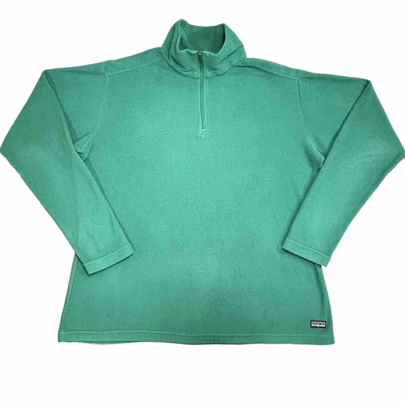 Patagonia Jacket Women's XL Kelly Green Micro D 1/4 Zip Fleece Pullover Casual - Picture 1 of 11